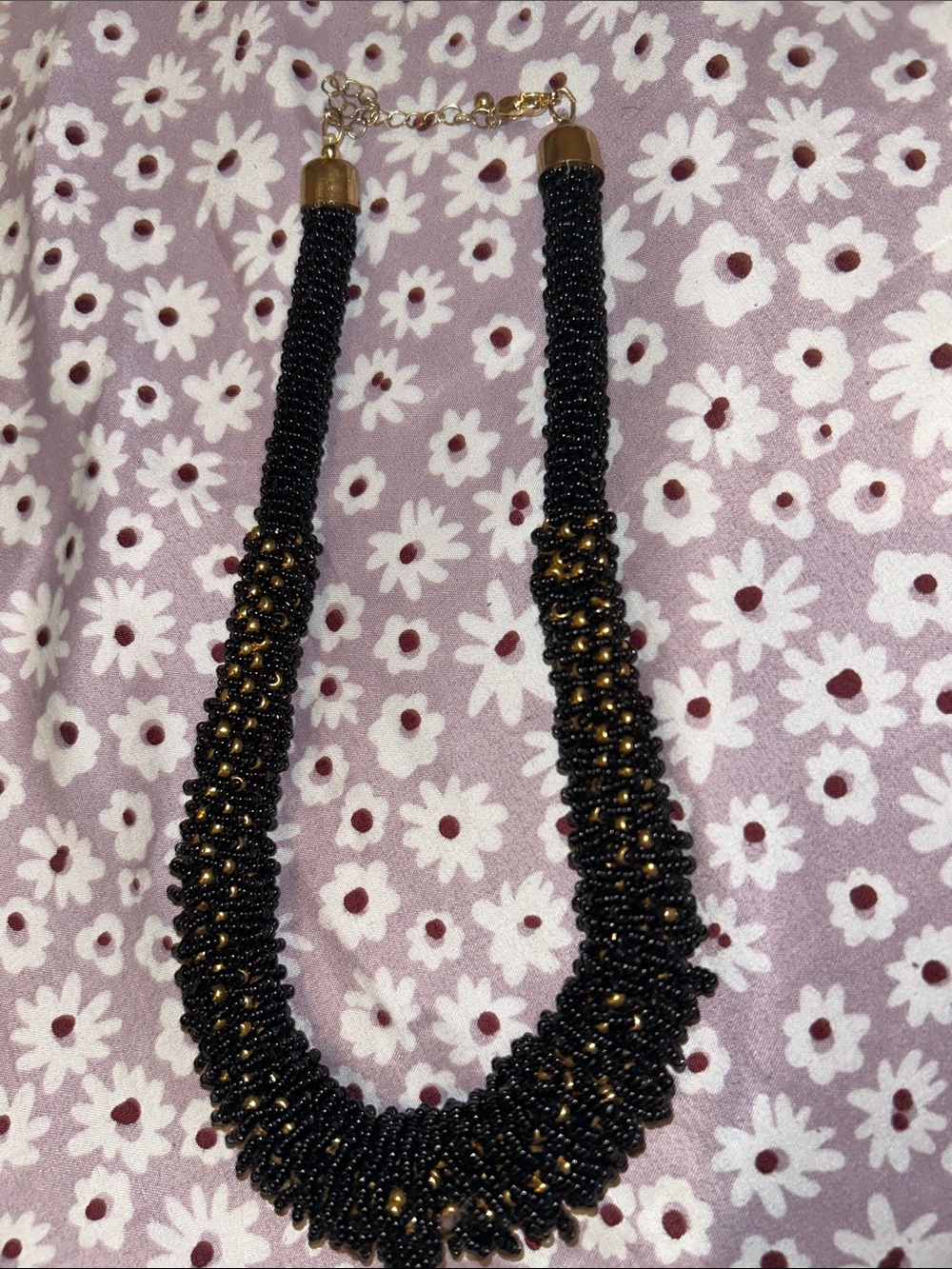 Black and Gold Beaded Statement Necklace